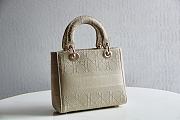 DIOR Medium LADY D'LITE BAG Beige Cannage Embroidery M0565OREY  - 3