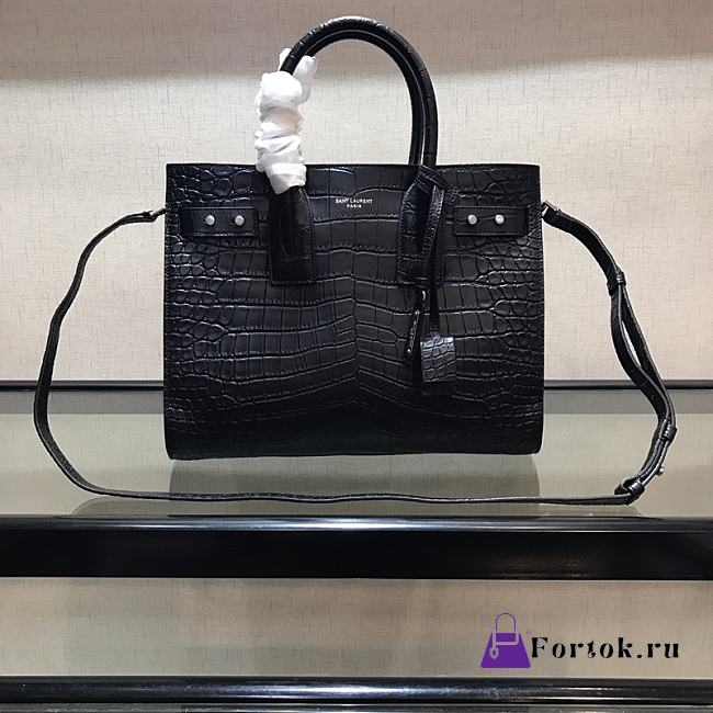 YSL Le Sac-De-Jour tote bag Crocodile pattern Black 464960 32cm - 1