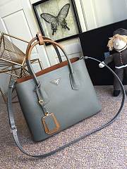 PRADA Medium Saffiano Leather Double Prada Bag Gray 1BG775 33cm - 6