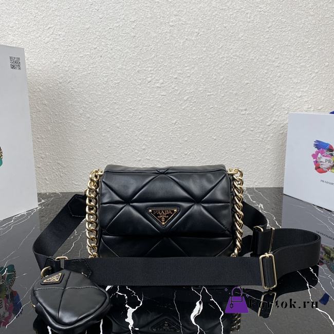 PRADA System nappa leather patchwork bag Black 1BD292  - 1