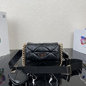 PRADA System nappa leather patchwork bag Black 1BD292 