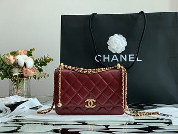 CHANEL Little Golden Ball WOC Red Wine 19cm