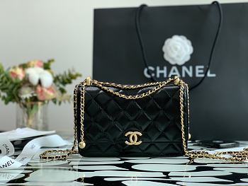 CHANEL Little Golden Ball WOC Black 19cm