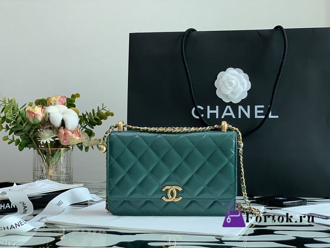 CHANEL Little Golden Ball WOC Mallard Green 19cm - 1
