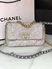 CHANEL 19 Handbag Tweeds Grey & Ecru AS1160 26cm - 1