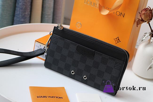 LOUIS VUITTON ZIPPY DRAGONNE Wallet Black N60379 19cm - 1
