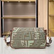 FENDI BAGUETTE Embroidered Green canvas bag 8BR600 28cm - 6