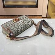 FENDI BAGUETTE Embroidered Green canvas bag 8BR600 28cm - 5
