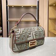 FENDI BAGUETTE Embroidered Green canvas bag 8BR600 28cm - 4