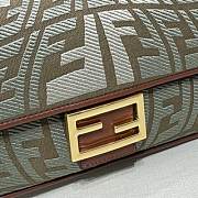 FENDI BAGUETTE Embroidered Green canvas bag 8BR600 28cm - 3