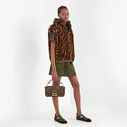 FENDI BAGUETTE Embroidered Green canvas bag 8BR600 28cm - 2