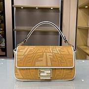 FENDI BAGUETTE Embroidered Yellow canvas bag 8BR600 28cm - 1