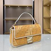 FENDI BAGUETTE Embroidered Yellow canvas bag 8BR600 28cm - 3