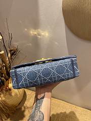 Small DIOR CARO BAG Denim Blue Cannage Embroidery CD Buckle M9241U - 6