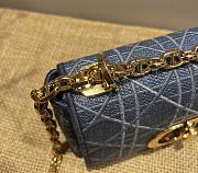 Small DIOR CARO BAG Denim Blue Cannage Embroidery CD Buckle M9241U - 3