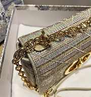 Small DIOR CARO BAG Multicolor Canvas Embroidery CD Buckle M9241U - 3