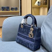 DIOR MEDIUM LADY D-LITE BAG Blue Flowers Embroidered Denim M0565OJ - 2