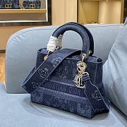 DIOR MEDIUM LADY D-LITE BAG Blue Flowers Embroidered Denim M0565OJ - 3