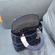 DIOR MEDIUM LADY D-LITE BAG Blue Flowers Embroidered Denim M0565OJ - 4