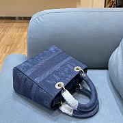 DIOR MEDIUM LADY D-LITE BAG Blue Flowers Embroidered Denim M0565OJ - 5