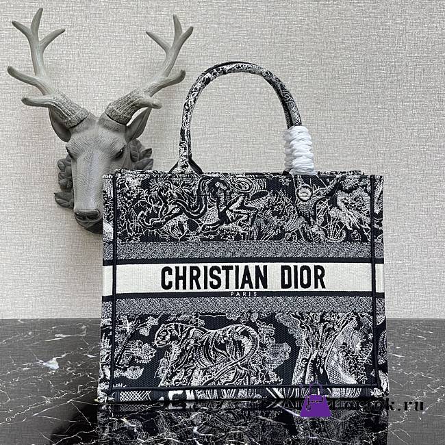 DIOR BOOK TOTE Blue Toile de Jouy embroidery M1286 41.5×35×18cm - 1