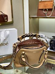 CHLOE Small DARIA BAG in grained & shiny calfskin Cement Brown CHC20US 22x9x18CM  - 4