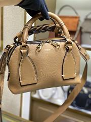 CHLOE Small DARIA BAG in grained & shiny calfskin Cement Brown CHC20US 22x9x18CM  - 2