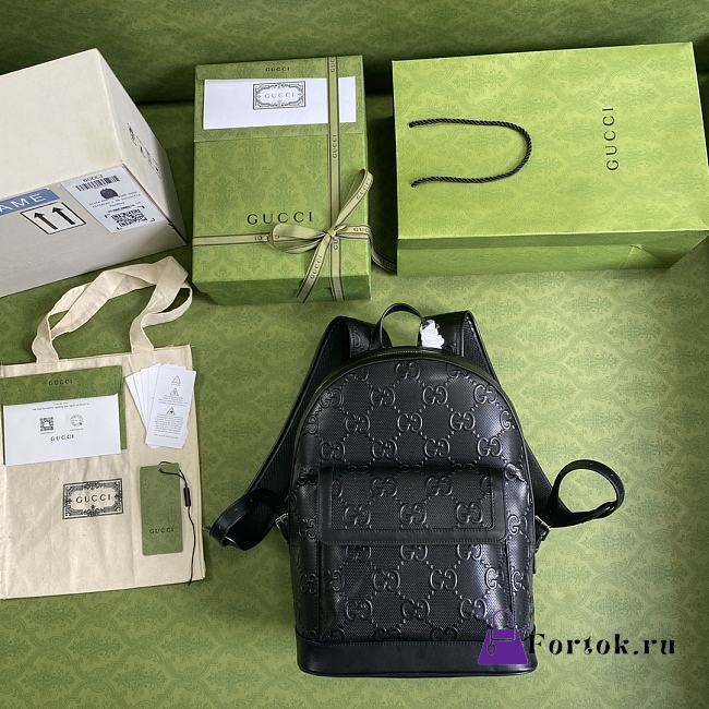 GUCCI GG embossed backpack Black leather 658579  - 1