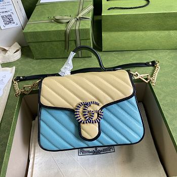 GUCCI GG Marmont mini bag Online Exclusive Pastel blue and butter diagonal matelassé leather 583571