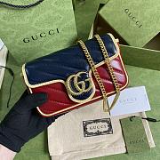 GUCCI GG Marmont super mini bag Online Exclusive Blue and red diagonal matelassé leather 574969  - 1