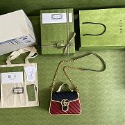 GUCCI Marmont mini bag Online Exclusive Blue and red diagonal matelassé leather 583571  - 2