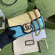 GUCCI GG Marmont super mini bag Online Exclusive Pastel blue and butter diagonal matelassé leather 574969 - 1