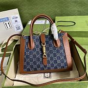 GUCCI Jackie 1961 medium tote bag Dark Blue and Ivory eco washed organic GG jacquard denim 649016 30cm - 5