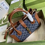 GUCCI Jackie 1961 medium tote bag Dark Blue and Ivory eco washed organic GG jacquard denim 649016 30cm - 4