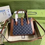 GUCCI Jackie 1961 medium tote bag Dark Blue and Ivory eco washed organic GG jacquard denim 649016 30cm - 3