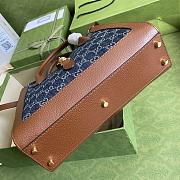 GUCCI Jackie 1961 medium tote bag Dark Blue and Ivory eco washed organic GG jacquard denim 649016 30cm - 2