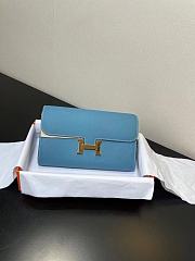 HERMES Constance Long Wallet Leather Epsom Blue E7098875 20cm - 1