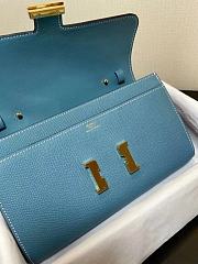 HERMES Constance Long Wallet Leather Epsom Blue E7098875 20cm - 6