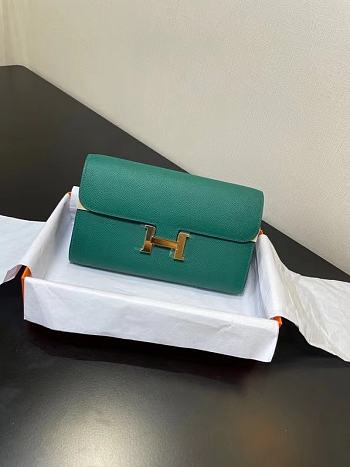 HERMES Constance Long Wallet Leather Epsom Mint E7098875 20cm