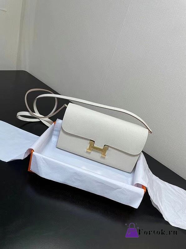 HERMES Constance Long Wallet Leather Epsom White E7098875 20cm - 1