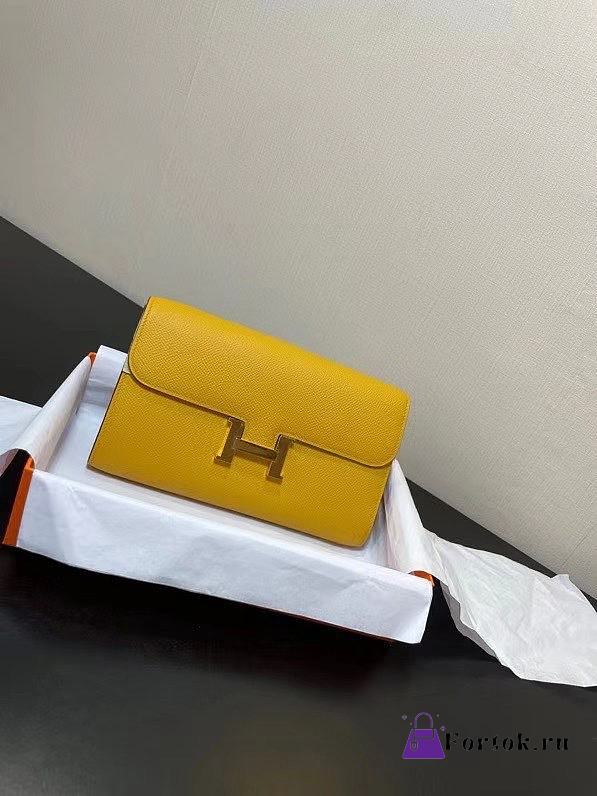 HERMES Constance Long Wallet Leather Epsom Yellow E7098875 20cm - 1