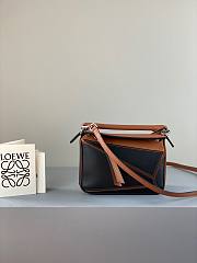LOEWE Mini Puzzle bag in classic calfskin Black and Tan 32230U  - 1