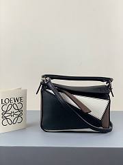 LOEWE Mini Puzzle bag in classic calfskin Black and White 32230U  - 2