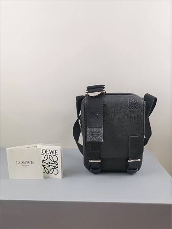 LOEWE XS Military Crossbody  in soft grained calfskin Black 22-14-9cm 