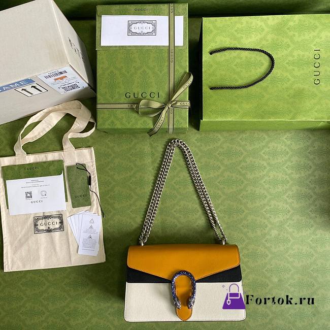 GUCCI Dionysus small shoulder bag Yellow and White leather 400249 28cm - 1
