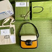 GUCCI Horsebit 1955 shoulder bag Orange and White 602204 25cm - 1