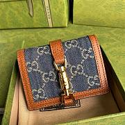 GUCCI Jackie 1961 card case wallet Denim Blue and Ivory GG 645536 11cm - 1