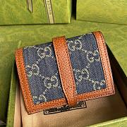 GUCCI Jackie 1961 card case wallet Denim Blue and Ivory GG 645536 11cm - 3