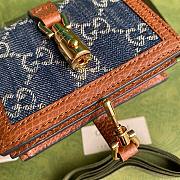 GUCCI Jackie 1961 card case wallet Denim Blue and Ivory GG 645536 11cm - 2
