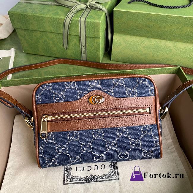 GUCCI Ophidia mini bag Denim Blue and Ivory GG 517350 17.5cm - 1